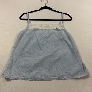 246. Shabby Chic Light Blue and White Striped Top‎ (M)
